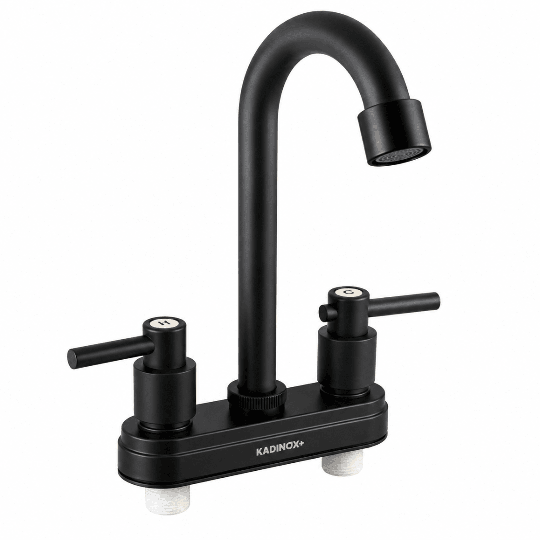 Tarja Fregadero Para Cocina De Acero Inoxidable Color Negro Oxford 38x38cm con Mezcladora Negra y Kit de Instalacion