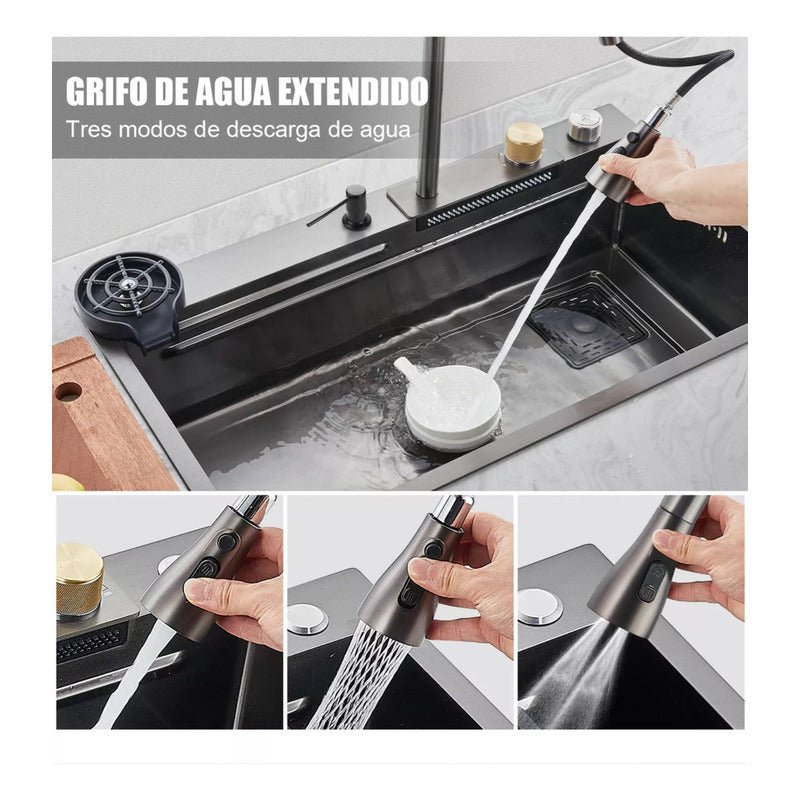 Tarja Fregadero Para Cocina De Lujo Con Kit De Instalacion Y Accesorios Color Negro | KADINOX - KADINOX