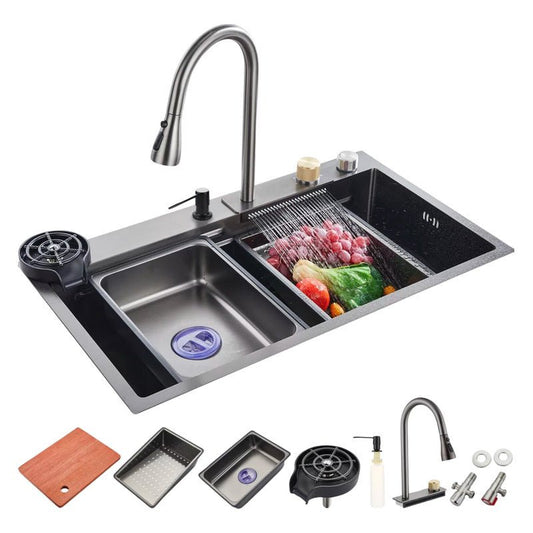 Tarja Fregadero Para Cocina De Lujo Con Kit De Instalacion Y Accesorios Color Negro | KADINOX - KADINOX
