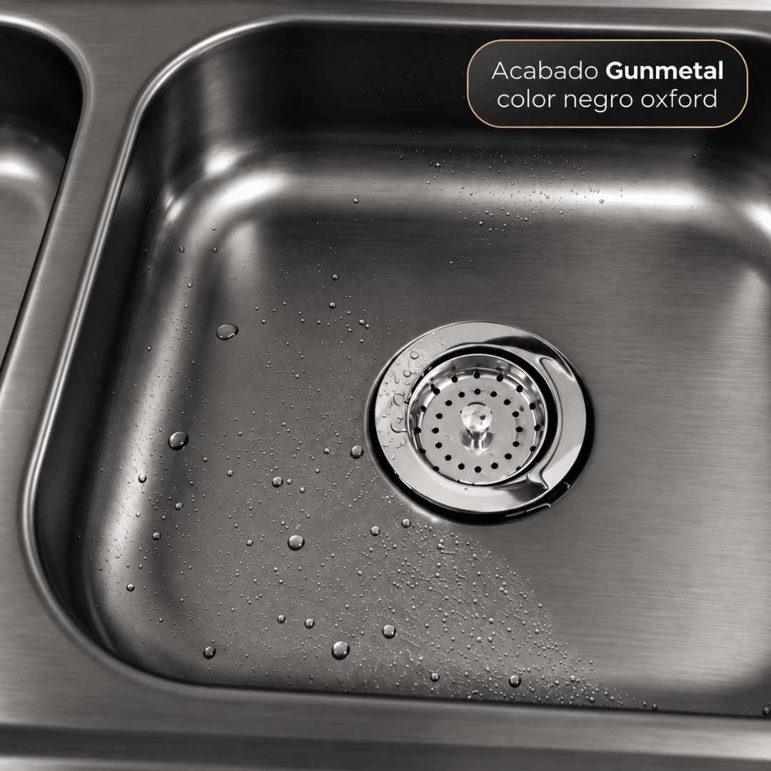 Tarja para Cocina Doble Tina Negra Acero Inoxidable 84 x 48 x 15 cm. con Kit y Mezcladora Giratoria Profesional 4 Funciones | KADINOX - KADINOX