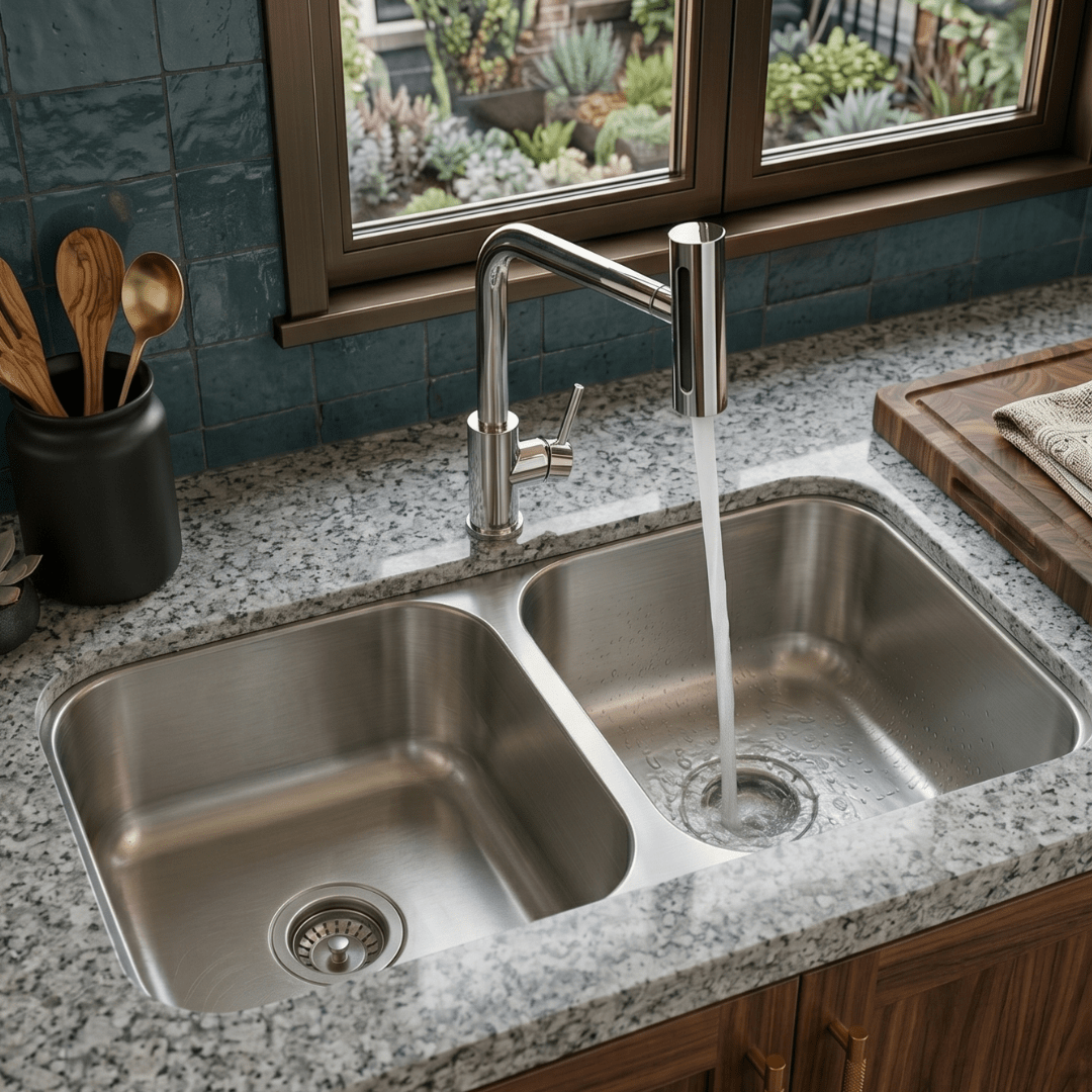 Tarja Submontar Doble Tina para Cocina 82x47 cm Acero Inox Cal.18 Mezcladora 360° | KADINOX PRO - KADINOX