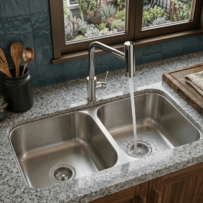 Tarja Submontar Doble Tina para Cocina 82x47 cm Acero Inox Cal.18 Mezcladora 360° | KADINOX PRO - KADINOX
