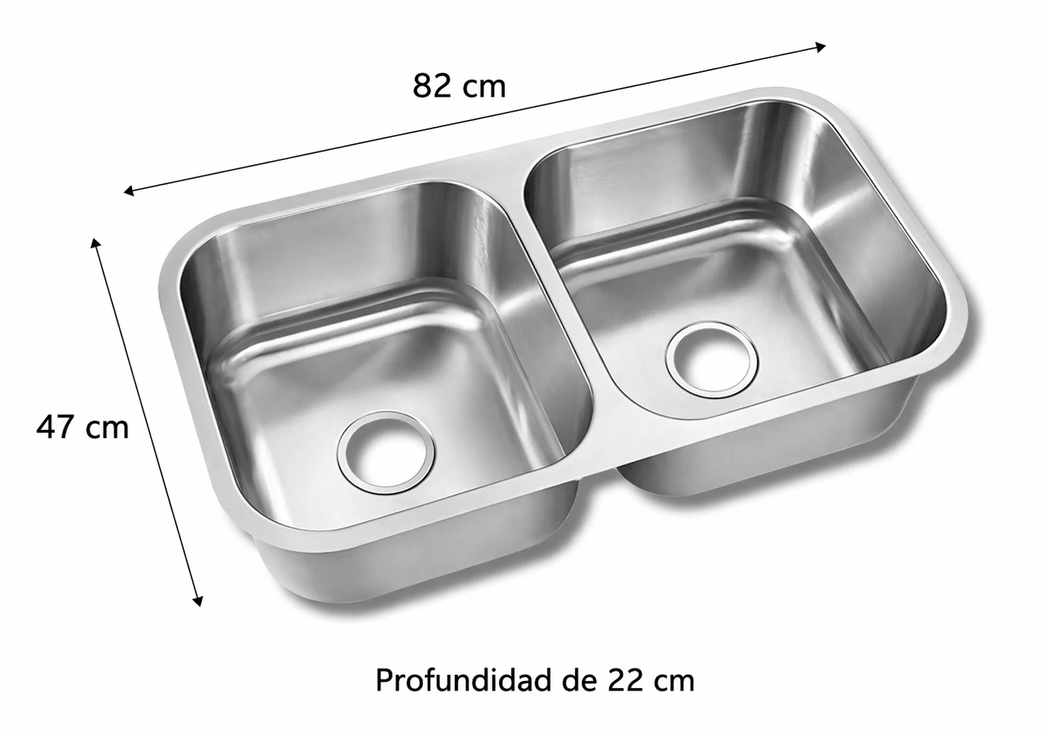 Tarja Submontar Doble Tina para Cocina 82x47 cm Acero Inox Cal.18 Mezcladora 360° | KADINOX PRO - KADINOX
