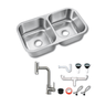 Tarja Submontar Doble Tina para Cocina 82x47 cm Acero Inox Cal.18 Mezcladora 360° | KADINOX PRO