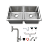 Tarja Submontar Doble Tina para Cocina 82x47 cm Acero Inoxidable Cal.18 Mezcladora 360° | KADINOX PRO