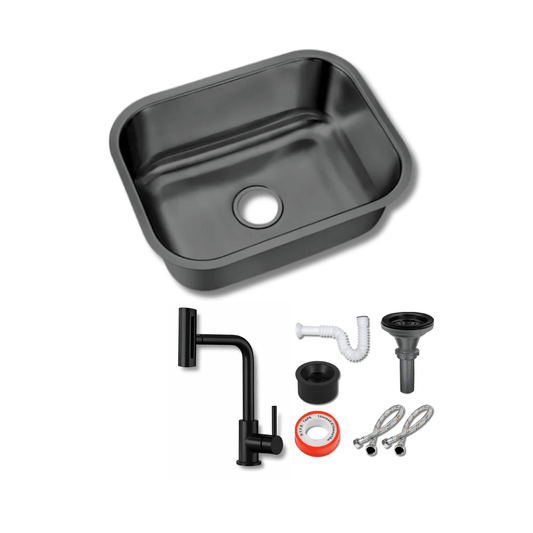 Tarja Submontar Negra para Cocina 1 Tina 59x45 cm Acero Inox Cal.18 Mezcladora 360° | KADINOX PRO - KADINOX