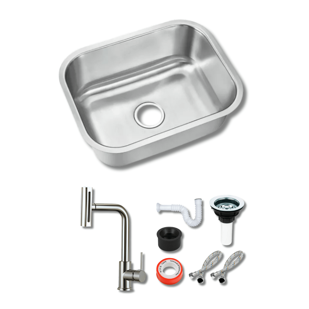 Tarja Submontar para Cocina 1 Tina 59x45 cm Acero Inoxidable Cal.18 Mezcladora 360° | KADINOX PRO - KADINOX