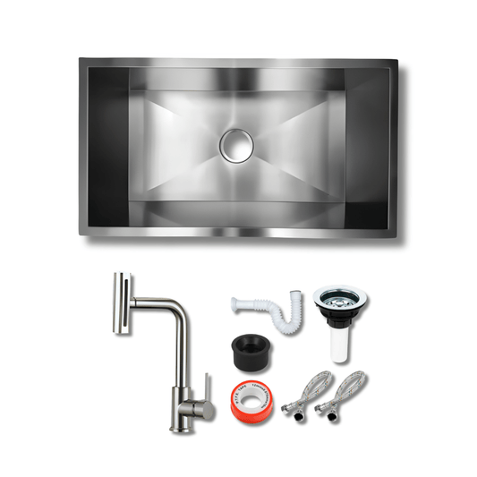 Tarja Submontar para Cocina 1 Tina 80x45 cm Acero Inoxidable Cal.18 Mezcladora 360° | KADINOX PRO - KADINOX