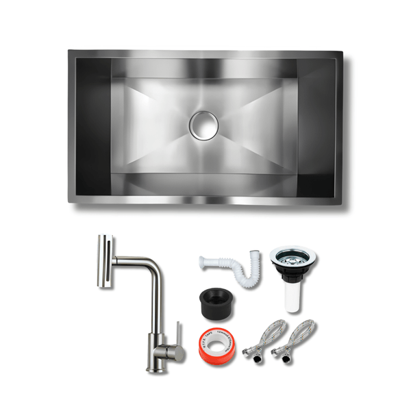 de Lujo para Cocina 1 Tina 80x45 cm Acero Inoxidable Cal.18 Mezcladora 360°