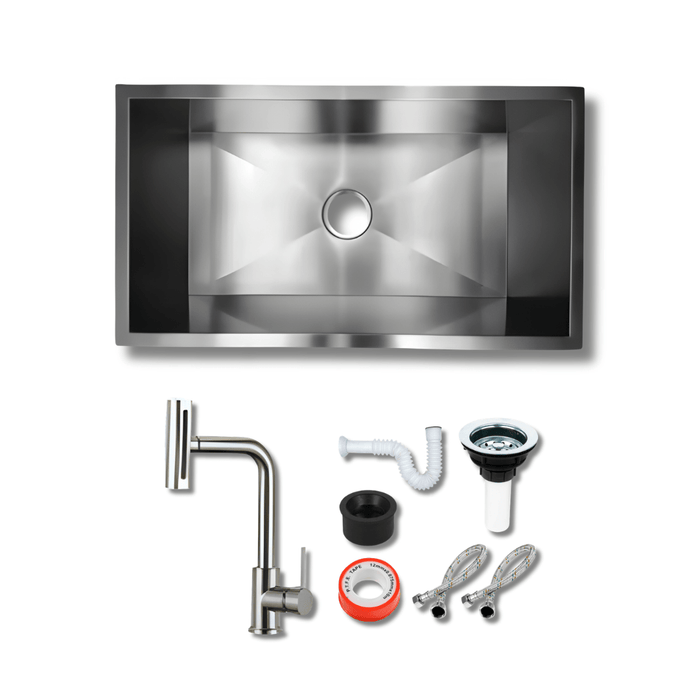 Tarja Submontar para Cocina 1 Tina 80x45 cm Acero Inoxidable Cal.18 Mezcladora 360° | KADINOX PRO - KADINOX
