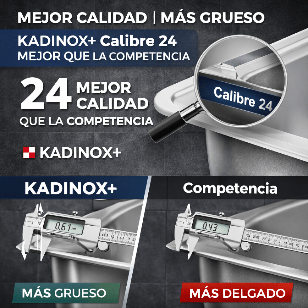Tarja Tipo Bar para Cocina 48x48 cm Acero Inoxidable Mezcladora 360° | KADINOX PRO - KADINOX