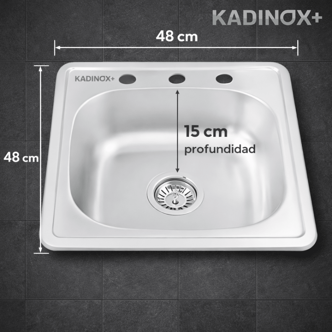 Tarja Tipo Bar para Cocina 48x48 cm Acero Inoxidable Mezcladora 360° | KADINOX PRO - KADINOX