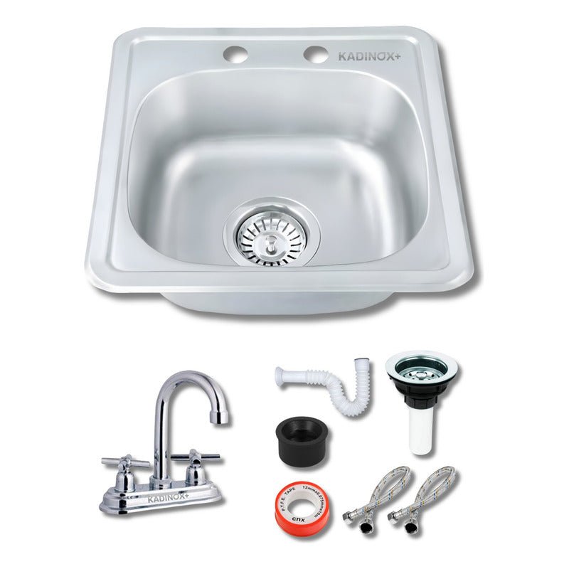 Tarja Tipo Bar para Cocina de Acero Inoxidable 38x38 cm con Kit | KADINOX - KADINOX