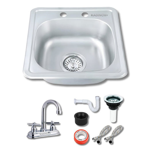 Tarja Tipo Bar para Cocina de Acero Inoxidable 38x38 cm con Kit | KADINOX - KADINOX