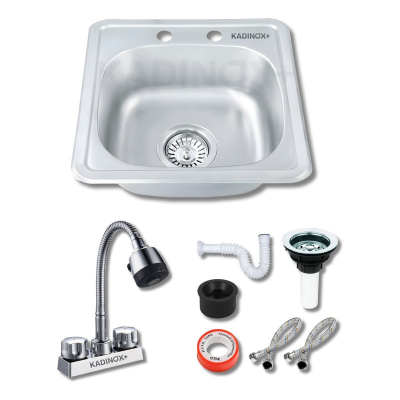 Tarja Tipo Bar para Cocina de Acero Inoxidable 38x38 cm con Kit | KADINOX - KADINOX