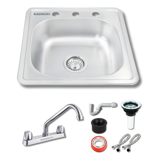 Tarja Tipo Bar para Cocina de Acero Inoxidable 48x48 cm con Kit | KADINOX - KADINOX