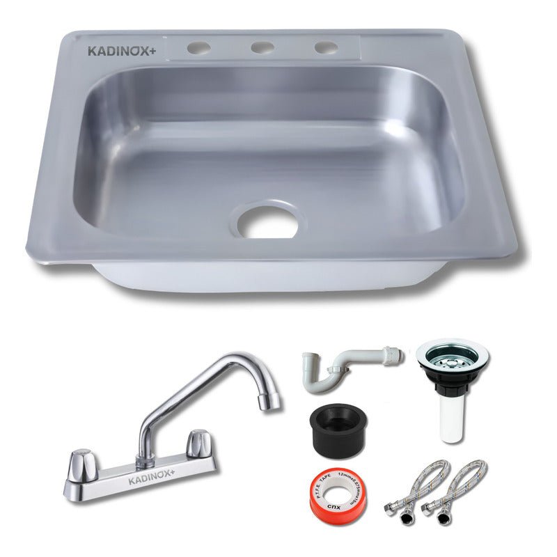 Tarja Tipo Bar para Cocina de Acero Inoxidable 64x59 cm con Kit | KADINOX - KADINOX