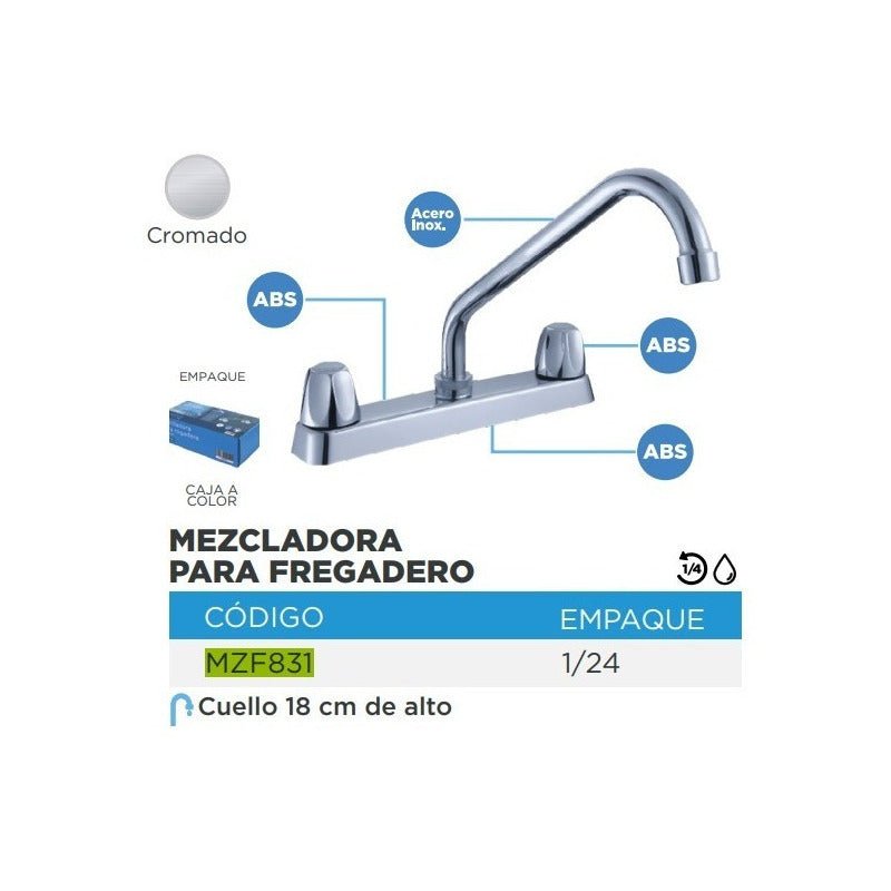 Tarja Tipo Bar para Cocina de Acero Inoxidable 64x59 cm con Kit | KADINOX - KADINOX