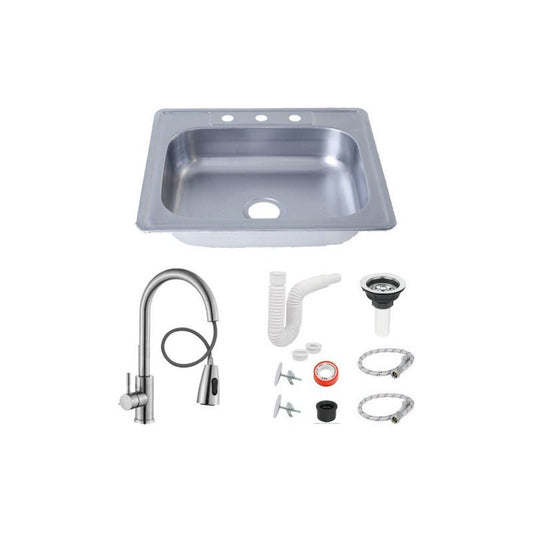 Tarja Tipo Bar para Cocina de Acero Inoxidable 64x59 cm con Kit y Mezcladora Premium | KADINOX - KADINOX